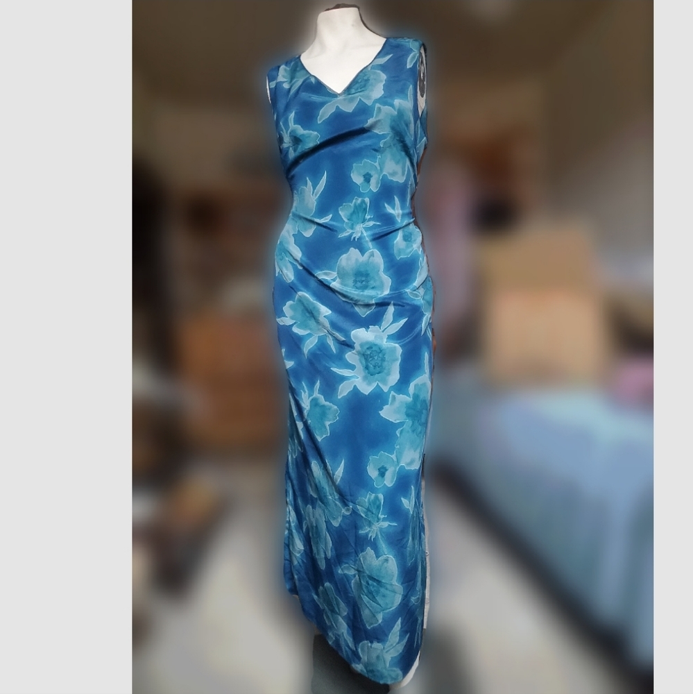 Vintage 90s y2k dress blue flowery Size large Norton McNaughton